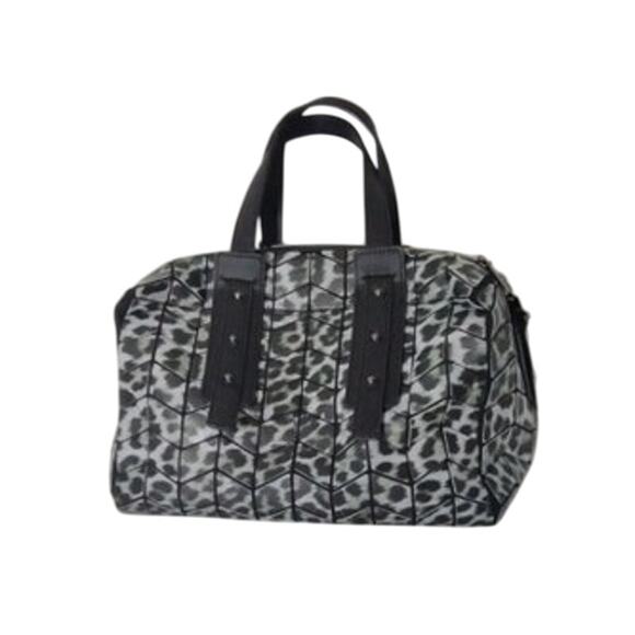 Patrizia Luca Gray & Black Leopard Print Satchel Bag, Detachable Strap, NWT! - Picture 1 of 7